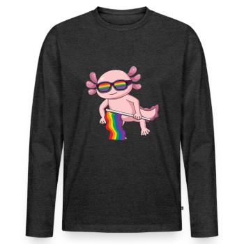 Axolotl Gay LGBTQ Rainbow LGBT Pride Month - T-shirt manches longues Premium bio Homme - anthracite chiné - Devant - Nico (187cm)