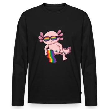 Axolotl Gay LGBTQ Rainbow LGBT Pride Month - T-shirt manches longues Premium bio Homme - noir - Devant - Nico (187cm)