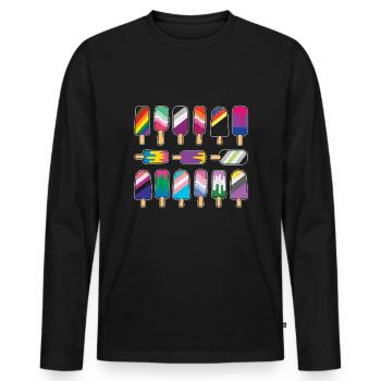 Crème glacée Gay LGBTQ Arc-en-ciel Mois de la fierté LGBT - T-shirt manches longues Premium bio Homme - noir - Devant - Nico (187cm)