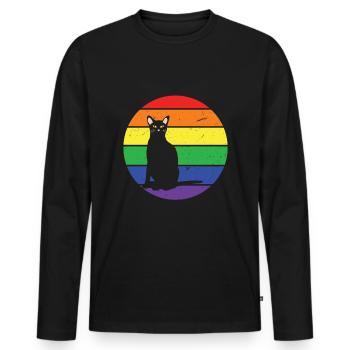 Regenbogenkatze Homosexuell LGBTQ Regenbogen LGBT Pride Monat - Männer Premium Bio Langarmshirt - Schwarz - Vorne - Nico (187cm)