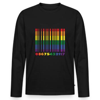 Barcode Homosexuell LGBTQ Regenbogen LGBT Pride Monat - Männer Premium Bio Langarmshirt - Schwarz - Vorne - Nico (187cm)