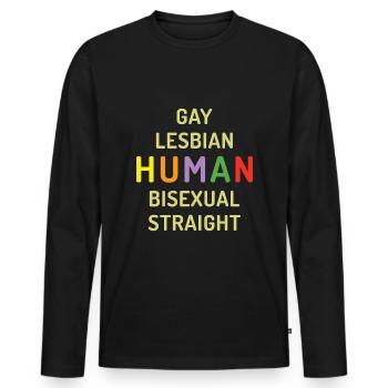 Menschlichkeit Mensch LGBTQ Regenbogen LGBT Pride Monat - Männer Premium Bio Langarmshirt - Schwarz - Vorne - Nico (187cm)