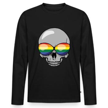 Skeleton Gay LGBTQ Rainbow LGBT Pride Month - Men's Premium Organic Long Sleeve Shirt - black - Front - Nico (187cm)