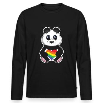 Netter Pandabär Homosexuell LGBTQ Regenbogen LGBT Pride Monat - Männer Premium Bio Langarmshirt - Schwarz - Vorne - Nico (187cm)