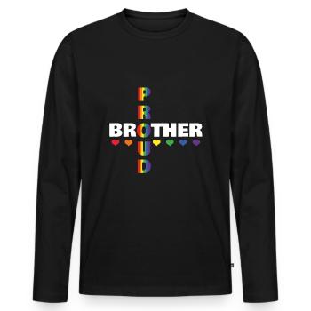 Stolzer Bruder Homosexuell LGBTQ Regenbogen LGBT Pride Monat - Männer Premium Bio Langarmshirt - Schwarz - Vorne - Nico (187cm)
