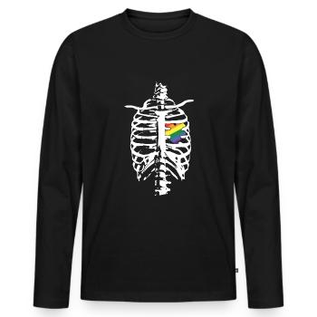 Skeleton Heart Gay LGBTQ Rainbow LGBT Pride Mois - T-shirt manches longues Premium bio Homme - noir - Devant - Nico (187cm)