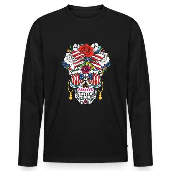 4 Juillet Dia De Muertos 4 Juillet Indépendance - T-shirt manches longues Premium bio Homme - noir - Devant - Nico (187cm)