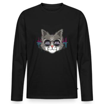 Less Drama DJ Raver Rave Hard Techno Dark Tekno - Men's Premium Organic Long Sleeve Shirt - black - Front - Nico (187cm)