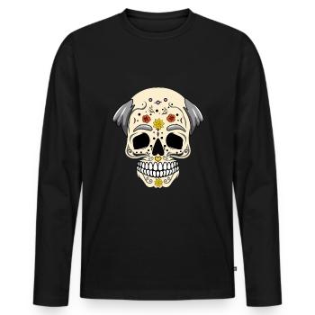 Fête des grands-parents Grand-père papa Día de Los Muertos - T-shirt manches longues Premium bio Homme - noir - Devant - Nico (187cm)