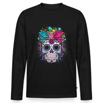 Fantastischer Muertos Drip Rave Music Party Techno Beat - Männer Premium Bio Langarmshirt - Schwarz - Vorne - Nico (187cm)