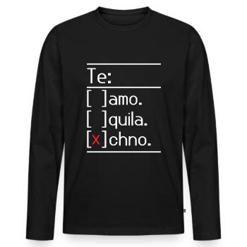 Techno Lover DJ Raver Rave Hard Techno Dark Tekno - Men's Premium Organic Long Sleeve Shirt - black - Front - Nico (187cm)