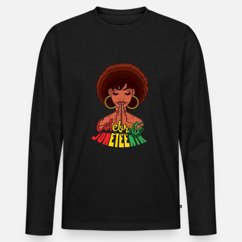 Mädchen feiern Juneteenth Schwarze Geschichte - Männer Premium Bio Langarmshirt - Schwarz