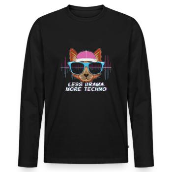 More tekno DJ Raver Rave Hard Techno Dark Tekno - Men's Premium Organic Long Sleeve Shirt - black - Front - Nico (187cm)