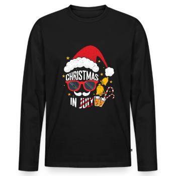 Beer Christmas July Santa Surf Hello Summer - Men's Premium Organic Long Sleeve Shirt - black - Front - Nico (187cm)