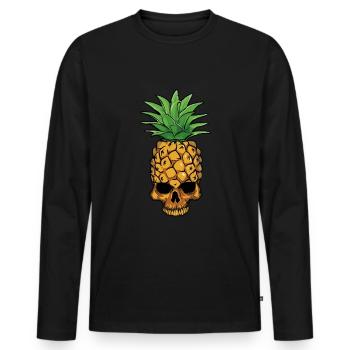 Pineapple Surf Hello Summer Dia De Los Muertos - Men's Premium Organic Long Sleeve Shirt - black - Front - Nico (187cm)