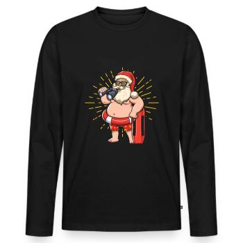 Weihnachten Juli Lustig Santa Surf Hallo Sommer - Männer Premium Bio Langarmshirt - Schwarz - Vorne - Nico (187cm)