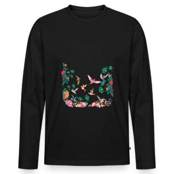 Tropisches Vogelparadies Dekor Surf Hallo Sommer - Männer Premium Bio Langarmshirt - Schwarz - Vorne - Nico (187cm)
