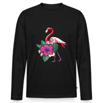 Tropische Flamingopalme Surf Hallo Sommer - Männer Premium Bio Langarmshirt - Schwarz - Vorne - Nico (187cm)