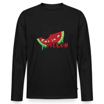 Eins In Melone Wassermelone Frucht Surfen Hallo Sommer - Männer Premium Bio Langarmshirt - Schwarz - Vorne - Nico (187cm)