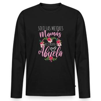 Mother's Day Best Mom Promoted Grandmom - Männer Premium Bio Langarmshirt - Schwarz - Vorne - Nico (187cm)