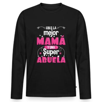 Mothers Day Retired Grandma Best Mom Super Grandma - Männer Premium Bio Langarmshirt - Schwarz - Vorne - Nico (187cm)