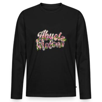 Cool Grandmom Mother's Day Retired Grandma Floral - Männer Premium Bio Langarmshirt - Schwarz - Vorne - Nico (187cm)