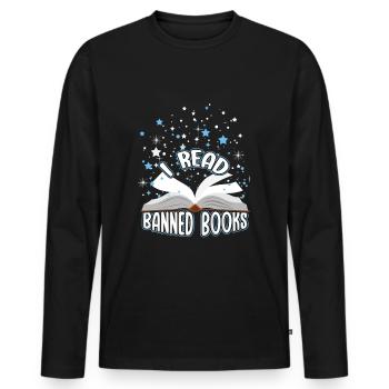 Ich lese verbotenes Buch Lustiger Buchliebhaber Leser Lesen - Männer Premium Bio Langarmshirt - Schwarz - Vorne - Nico (187cm)