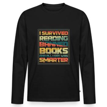 Überlebte Lektüre Verbotene Bücher Liebhaber Leser Lesen - Männer Premium Bio Langarmshirt - Schwarz - Vorne - Nico (187cm)