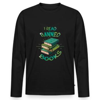 Leser Lesen Ich habe verbotenes Buch gelesen Liebesbuchliebhaber - Männer Premium Bio Langarmshirt - Schwarz - Vorne - Nico (187cm)