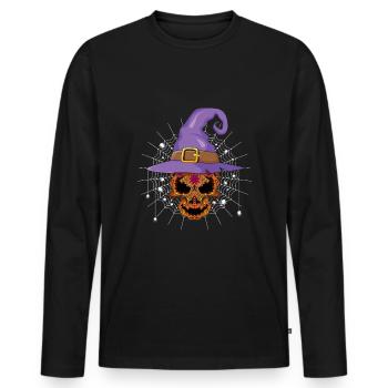 Tag der Hexenseelen Halloween Muertos Tag der Toten - Männer Premium Bio Langarmshirt - Schwarz - Vorne - Nico (187cm)