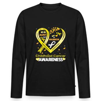 Tante de Warrior Sensibilisation au cancer infantile - T-shirt manches longues Premium bio Homme - noir - Devant - Nico (187cm)