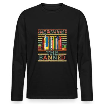 Ich bin mit dem verbotenen Retro-Buchliebhaber-Leser gelesen - Männer Premium Bio Langarmshirt - Schwarz - Vorne - Nico (187cm)