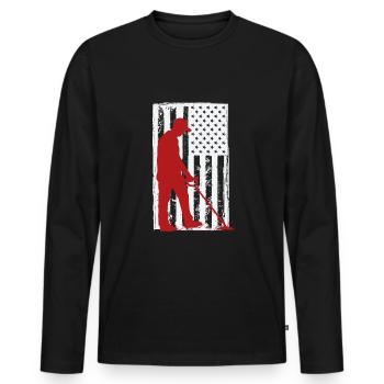 Détecteur de métaux à sondage amusant - T-shirt manches longues Premium bio Homme - noir - Devant - Nico (187cm)