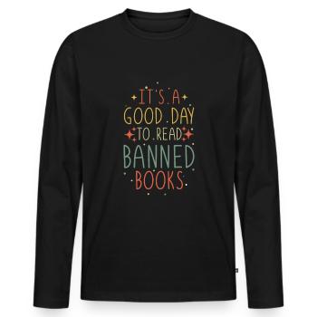 Tag zum Lesen Verbotener Buchliebhaber Leser Lesen - Männer Premium Bio Langarmshirt - Schwarz - Vorne - Nico (187cm)