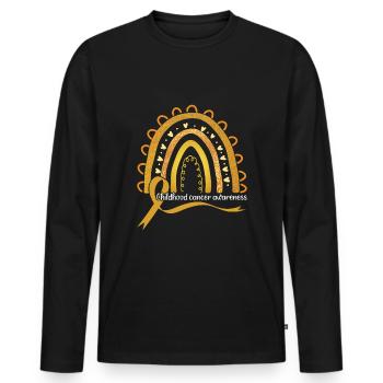 Rainbow Ribbon Childhood Cancer Awareness - Men's Premium Organic Long Sleeve Shirt - black - Front - Nico (187cm)
