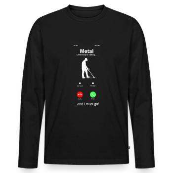 Détecteur de métaux à sondage amusant - T-shirt manches longues Premium bio Homme - noir - Devant - Nico (187cm)