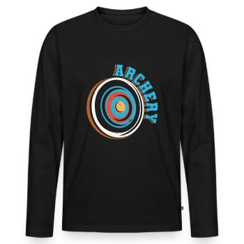 Retro Vintage Archery Hunting Target Bow Arrow - Men's Premium Organic Long Sleeve Shirt - black - Front - Nico (187cm)