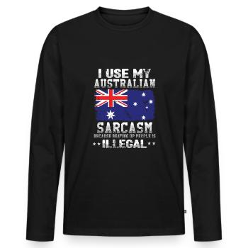 Australie Jour de l’Australie Sarcasme australien - T-shirt manches longues Premium bio Homme - noir - Devant - Nico (187cm)