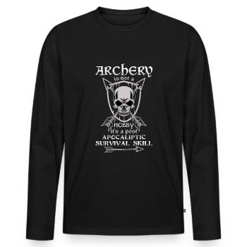 Cool Archery Archer Chasse en plein air Flèche d’arc - T-shirt manches longues Premium bio Homme - noir - Devant - Nico (187cm)