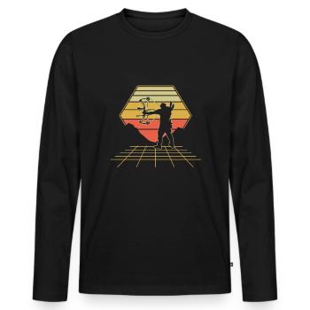Chasse en plein air Retro Vintage Bow Hunter - T-shirt manches longues Premium bio Homme - noir - Devant - Nico (187cm)