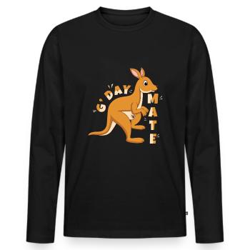 Australian Greeting Australia Day Australian - Men's Premium Organic Long Sleeve Shirt - black - Front - Nico (187cm)