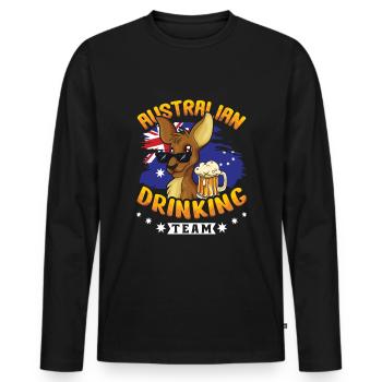 Australia Day Kangourou Bière australienne à boire - T-shirt manches longues Premium bio Homme - noir - Devant - Nico (187cm)