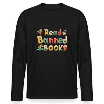 Je lis interdit Livre Vintage Lover Reader Read - T-shirt manches longues Premium bio Homme - noir - Devant - Nico (187cm)