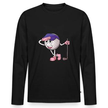 Niedlicher Golfball Cartoon Golf Club Golfer Golf - Männer Premium Bio Langarmshirt - Schwarz - Vorne - Nico (187cm)