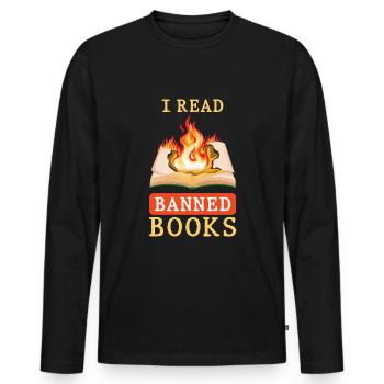 Bewusstsein Verbotenes Buch Lustiger Buchliebhaber Leser Lesen - Männer Premium Bio Langarmshirt - Schwarz - Vorne - Nico (187cm)