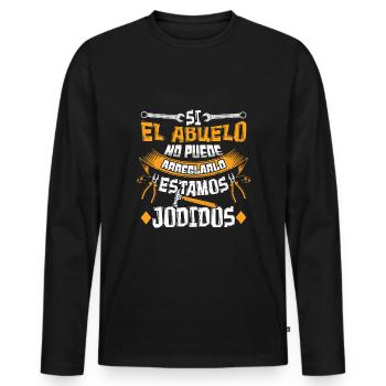 Abuelo Funny Granddad Cool Grandpa Father's Day - Men's Premium Organic Long Sleeve Shirt - black - Front - Nico (187cm)