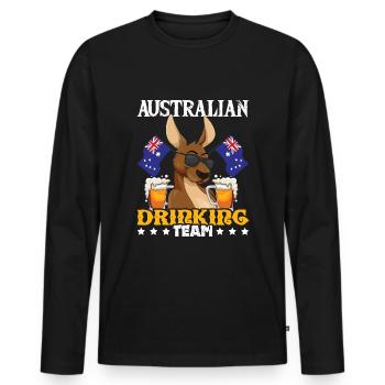 Australian Drinking Beer Australia Day Kangourou - T-shirt manches longues Premium bio Homme - noir - Devant - Nico (187cm)