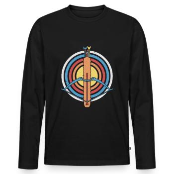 Chasse en plein air Vintage Arrow et Bow Target Shoot - T-shirt manches longues Premium bio Homme - noir - Devant - Nico (187cm)