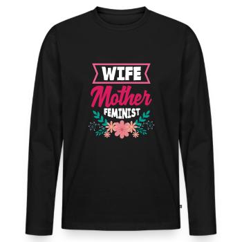 Feminismus Feministin - Männer Premium Bio Langarmshirt - Schwarz - Vorne - Nico (187cm)