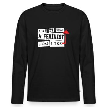 Féministe ressemble à Droits Femmes Égalité - T-shirt manches longues Premium bio Homme - noir - Devant - Nico (187cm)